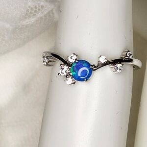 Blue Opal Dainty Vine Ring S925